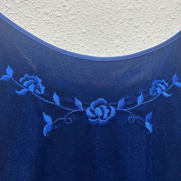 Vintage California Miss Blue Crushed Velvet‎ Sleeveless Midi Dress Size Small - Picture 3 of 13